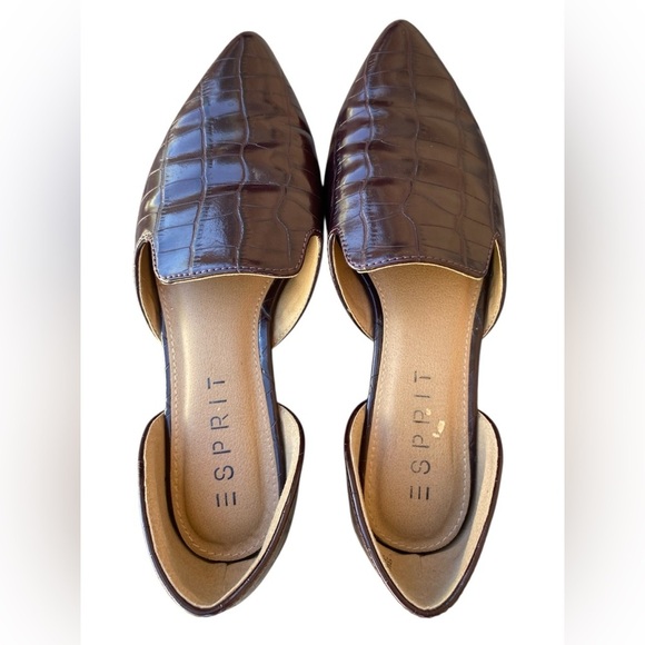 Esprit Women's Peace Croc Embossed D'Orsay Flat Bordeaux Size: 6 M color maroon - Picture 4 of 8